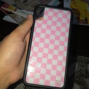 Iphone xs max pink checker wildflower case